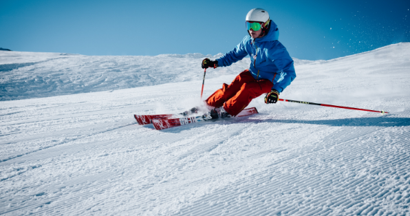 Snowskiing down a hill