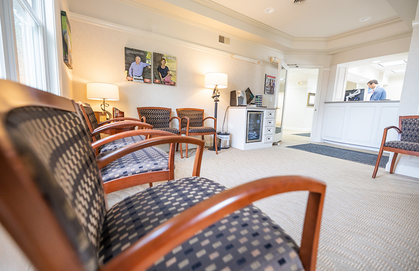 Close-up of chairs in waiting room